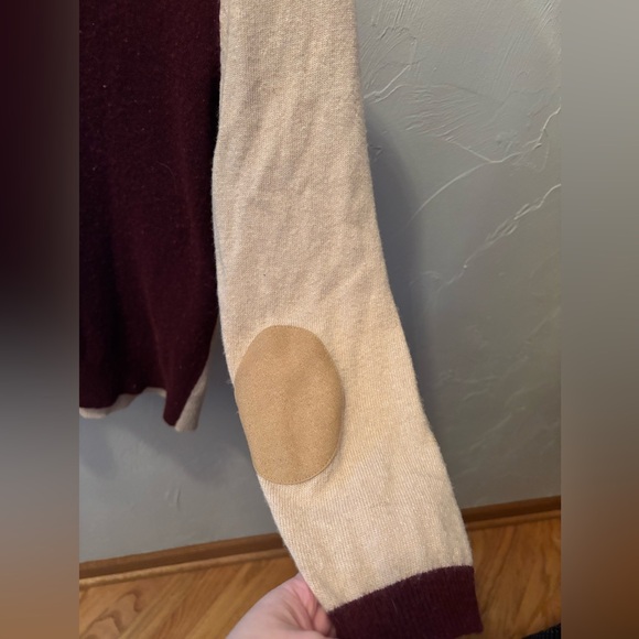 J. Crew Women's Tan and Burgundy Crew Neck Sweater - Picture 5 of 5
